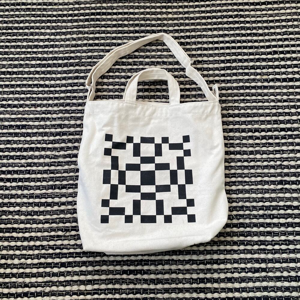 🌿BAGGU Canvas Clack Check Open AI Branded Adjustable Tote Bag